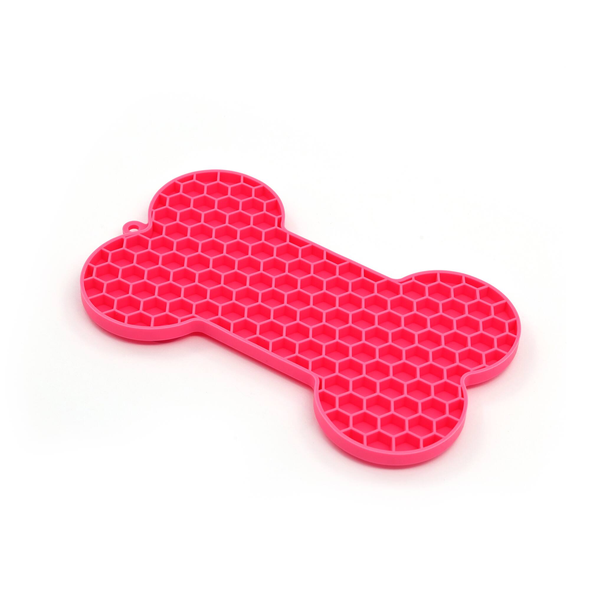7" Pink Bone Pet Lick Mat by Fab Finds